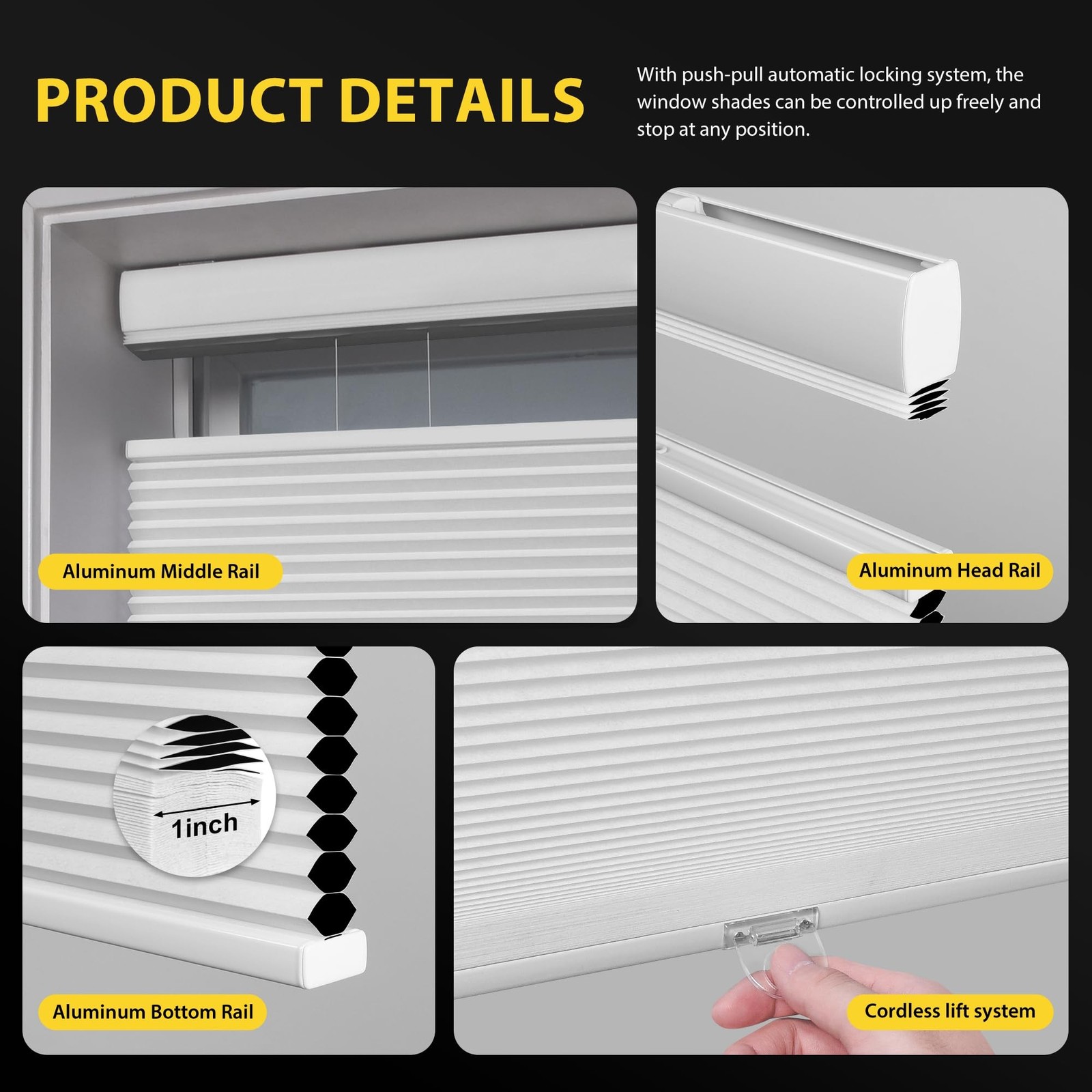 Top Down Bottom Up (TDBU) Cellular Shades Cordless Honeycomb Blinds for Indoo...