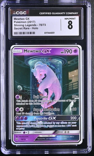 2017 Pokemon Shining Legends Mewtwo GX Holo Secret Rare CGC 8 #78/73