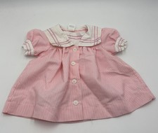 VTG Sears Baby Girl Infant Size Large Pink White Sailor Style Dress Made USA