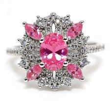 2CT Treated Pink Sapphire  Topaz 925 Solid Sterling Silver Ring Jewelry Sz 8