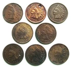 Eight (8) 1893 - 1907 INDIAN PENNIES / 1-CENT PIECE Circulated NICE HOLE FILLERS