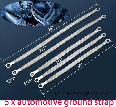 (5Pcs) Universal Automotive Ground Straps Wire Grounding Cable Straps Heavy Duty