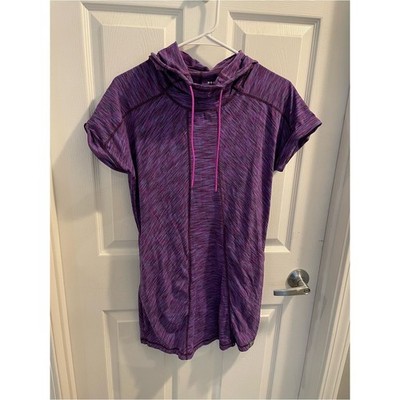 Title Nine Short Sleeve Hooded Bonny Tunic Gorpcore in Space Dye Purple M