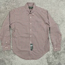 NEW LRL Lauren Ralph Lauren Men 16 Button Shirt Long Sleeve Plaid Red 34/35 Pla