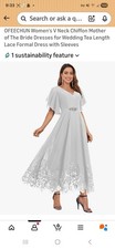 OFEECHUN Women's V Neck Chiffon Mother of the Bride Dress with Sleeves