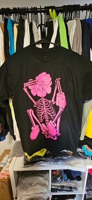 Kaws Skeleton New Fiction Tee Black/Pink Size M 
