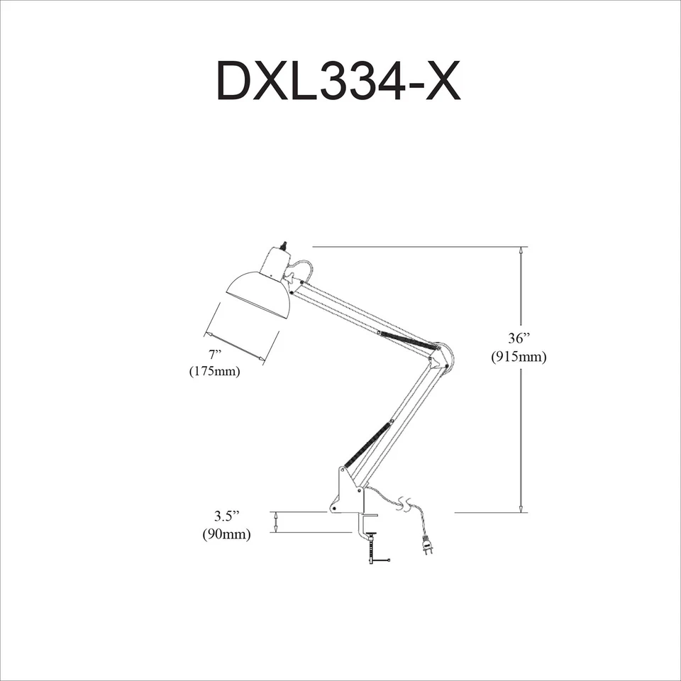 Lámpara de escritorio Dainolite DXL334-X-BK negra de 1 luz Foto 4 de 4