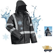 100 Waterproof Safety Jackets for Men, Hi Vis Reflective Work Jackets, Const...