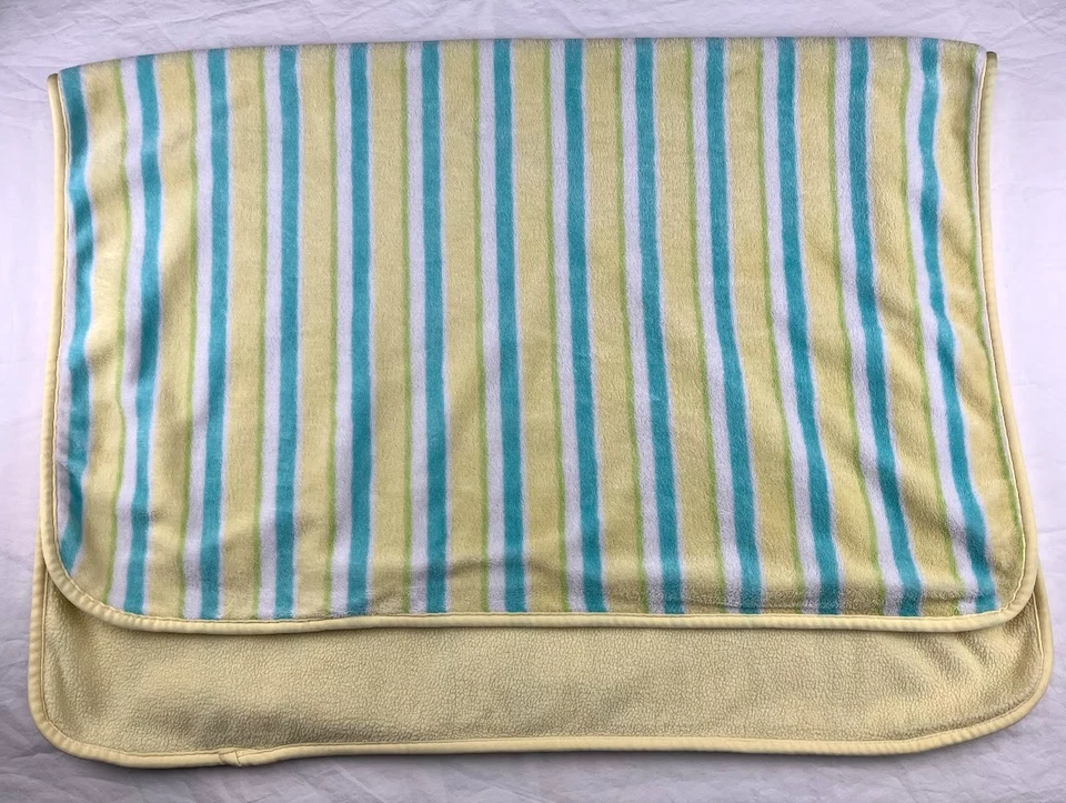 Carter's Yellow Blue Green White Stripe Baby Blanket HTF Soft Fleece Unisex - Image 3 of 3