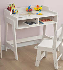 Student Table & Chair Set Wood Study Set Kids Play Learning Drawing Activity