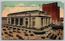 Vintage 1934 Grand Central Depot & Commodore Hotel New York Postcard
