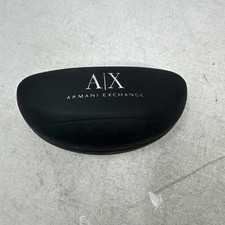 Armani Exchange A/X Hard Sunglasses Glasses Case Black Clamshell Silver Logo EUC