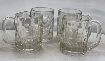 4 Vintage Small Glass Coin Dot Root beer Ice cream Mugs 4.5  Tall
