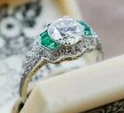 Art Deco Vintage Style 2Ct Lab Created Diamond Engagement 14K White Gold FN Ring