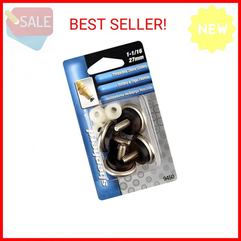 Shepherd Hardware 9450 1-1/16 pulgadas vástago roscado muebles deslizables, vástago de 1/4 pulgada Foto 2 de 2