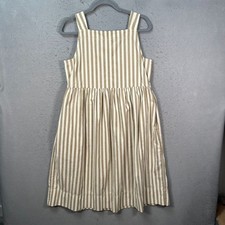 Everlane Womens Small Beige & White Striped Organic Cotton Midi Sundress