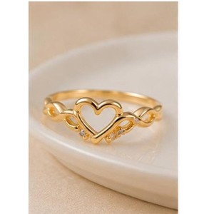 Authentic 925 Sterling Silver Gold Plated Heart Infinity Ring Promise Jewelry