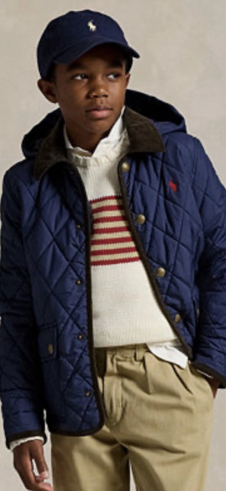 Polo Ralph Lauren Boy's Quilted Corduroy-Trim Coat Size 6 Barn Jacket