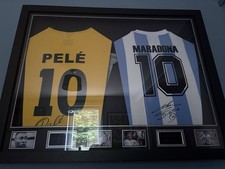 Pele And Maradona Signed And Framed Shirts