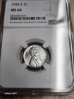 1943 S 1C Lincoln Steel Wheat Cent NGC MS64 Penny War Time Zink WWII