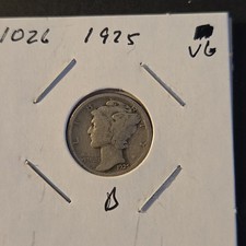 1925-D Winged Liberty Head Mercury Dime  In Very Good Condition