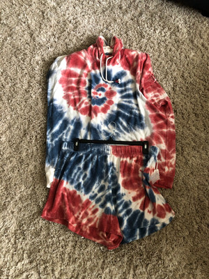 NWT PJ Salvage Red, White & Blue Tie Dye Pajama Set - Size 2X