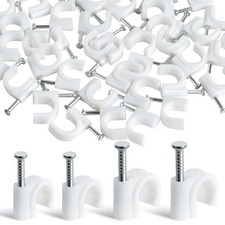 25-100 White Cable Clips Wall Tacks Assorted Sizes Clips Fixing Nails Diy New