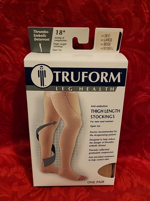 TRUFORM Thigh Hi OT 18* Stockings Large Beige New In Box