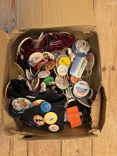 Box Of Assorted Badges From Around The 1980s