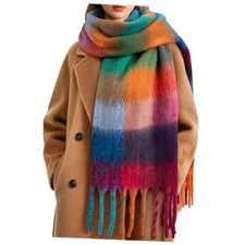 Warm Scarf for Women Winter Cold Weather Chunky Oversized Scarf A-multicolor