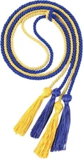 Double Graduation Honor Cords - Royal Blue and Gold,68" Long Blue+gold 