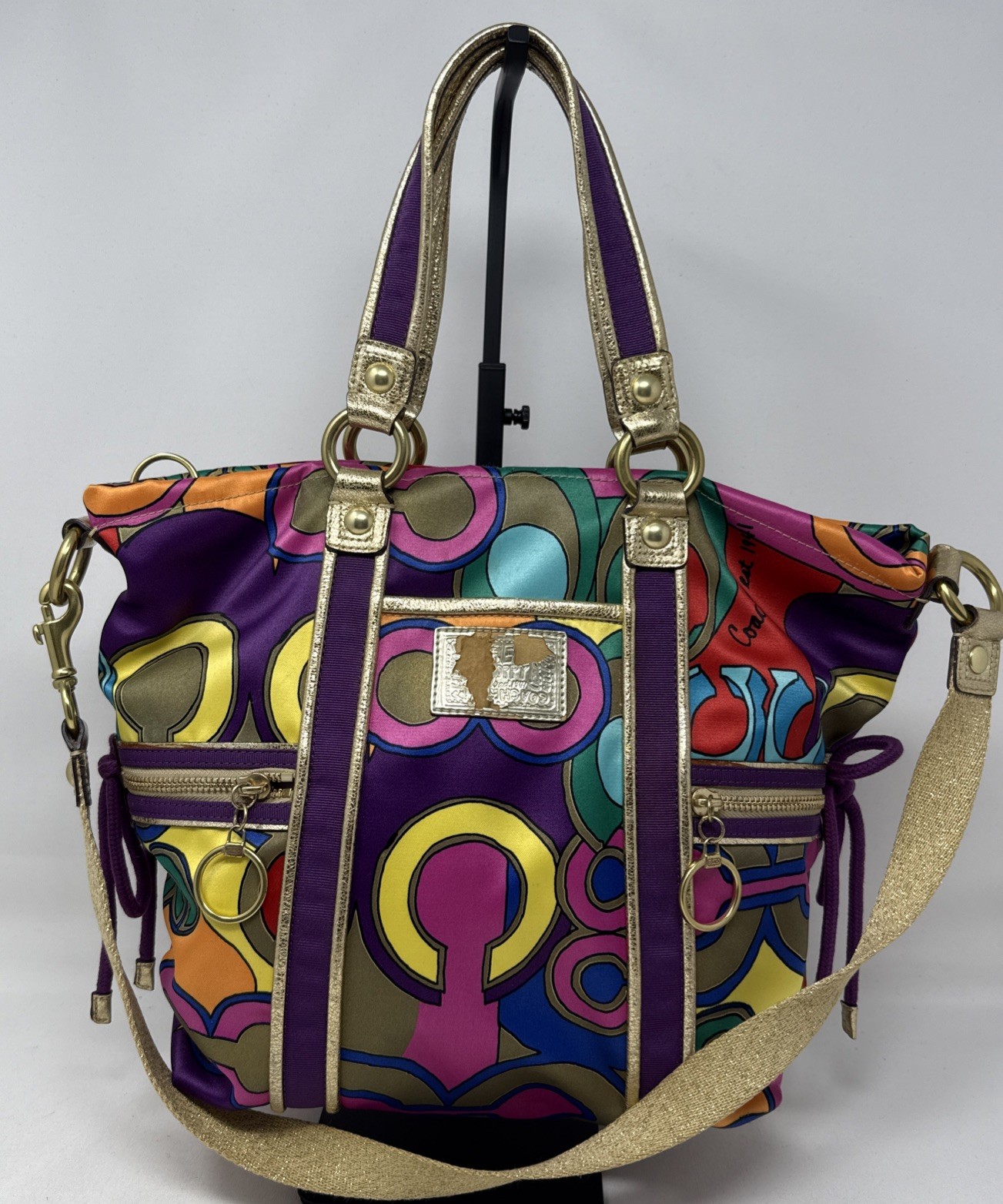 COACH POPPY トートバッグ パープル Y2K グラフィティ Coach Vintage Y2K Poppy Graffiti Groovy Pop C Glam Ha… - Gem