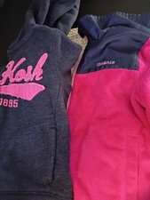 OshKosh B'gosh Girls Pink Navy Hooded Fleece Jacket 3T Full Zip Long Sleeve