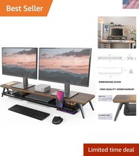 Multi-Functional 42.5'' Monitor Stand with Storage for Desk Accessories - Walnut