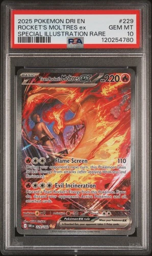 2025 Pokemon Destined Rivals Rocket's Moltres Ex #229 PSA 10 Special Illus Rare