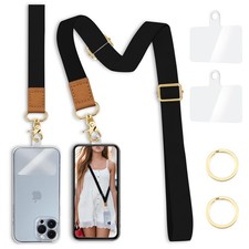 Phone Lanyard Crossbody Wrist Strap, Black Cell Phone Lanyards for around the...