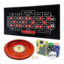 Solid Wood Roulette Wheel Set 11 Inch with 47.2x22.8 Felt Mat - Casino Game