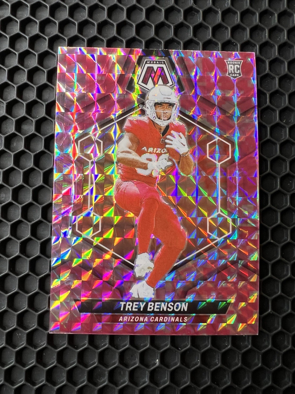 2024 Panini Mosaic Rookies Trey Benson #360 Camo Pink Mosaic Prizm RC Cardinals