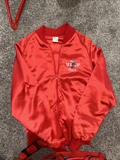 Old  UNLV RUNNIN' REBELS NCAA SATIN  LAS VEGAS JACKET Size S & Athletic Club Bag