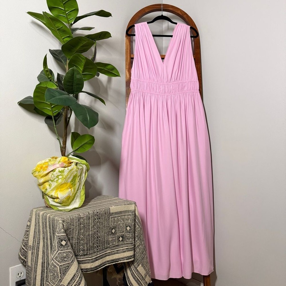 chinese dress ladies Vme Cascade Drape Dress  V-Neck Evening Gown with Asymmetric Drape and  Sheer Lower Skirt  Vme
