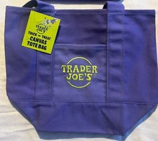 Trader Joes Mini Canvas PURPLE Tote Bag Fall/ Halloween LIMITED EDITION NWT!