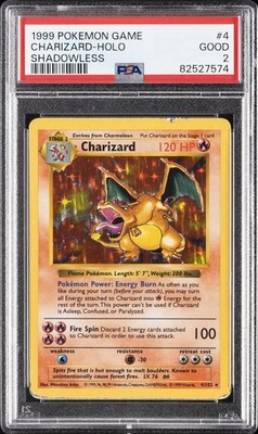 1999 POKEMON BASE SET SHADOWLESS #4 CHARIZARD-HOLO PSA 2 | eBay