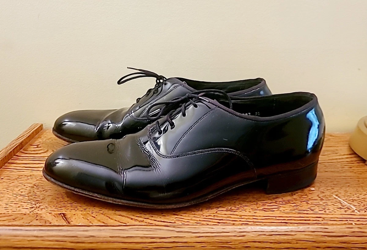 FLORSHEIM Men\'s Plain Toe Patent Leather Oxford Dress Lace up Shoes 10D Vito Rufolo Shoes Men 10D Black Patent Leather Lace Up  main image 2