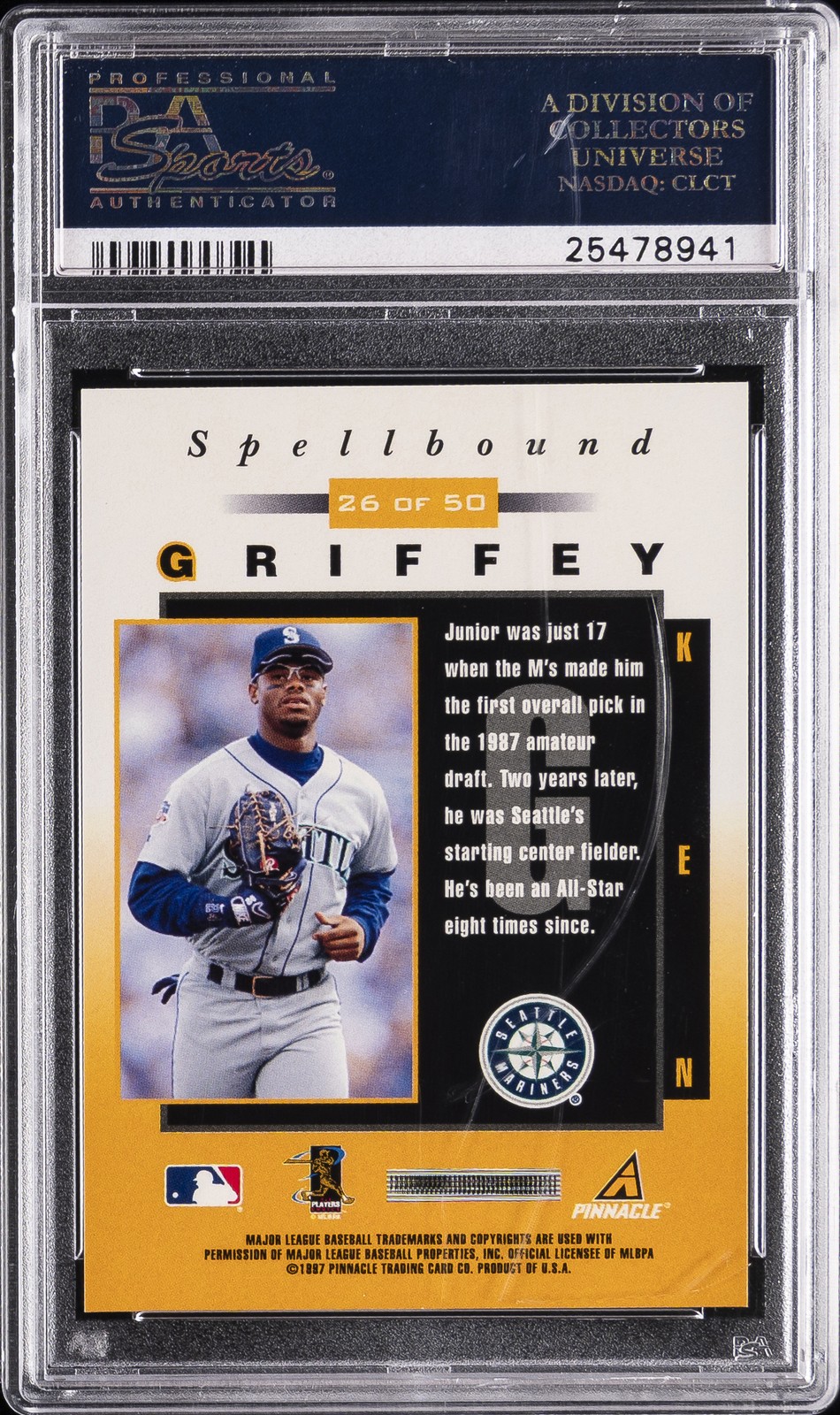 1998 PINNACLE SPELLBOUND #26 KEN GRIFFEY JR. PSA 10 view 2