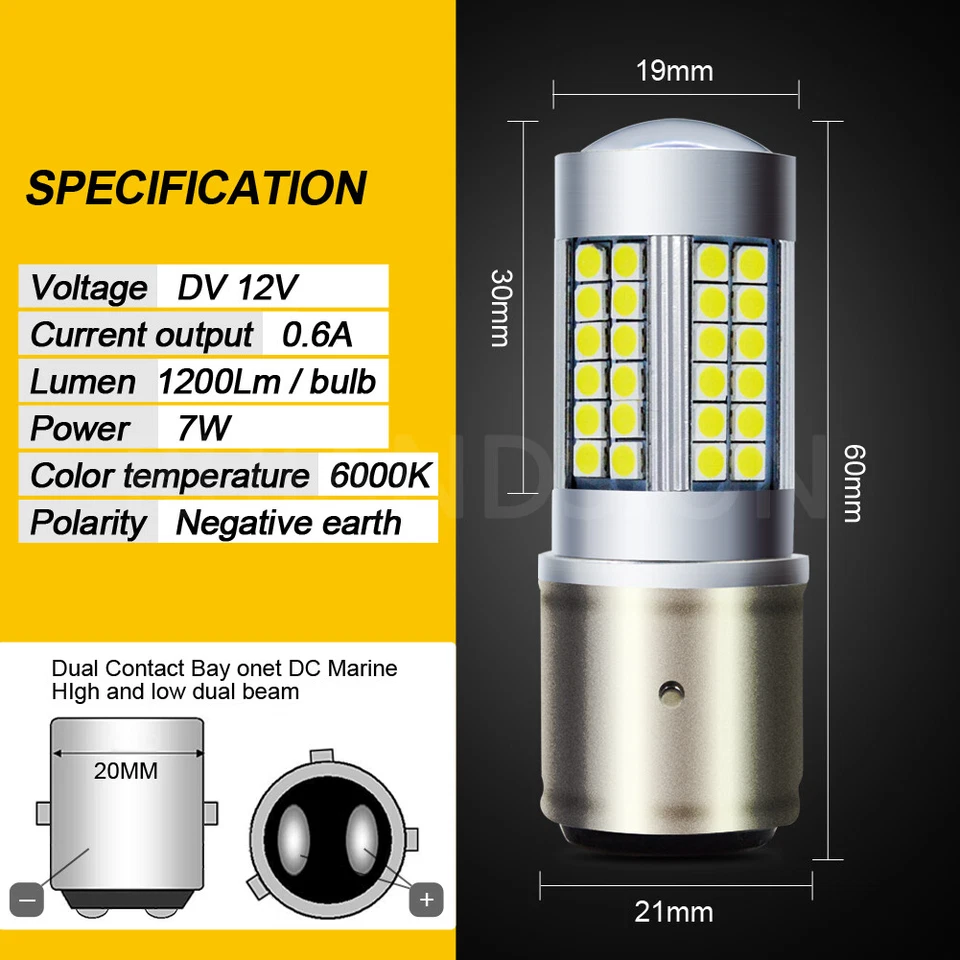 1PC BA21D 3030 66 LED VOITURE COLLECTION TRACTEUR 3 ERGOTS 2 PLOTS AMPOULE DC12V - Photo 2/4