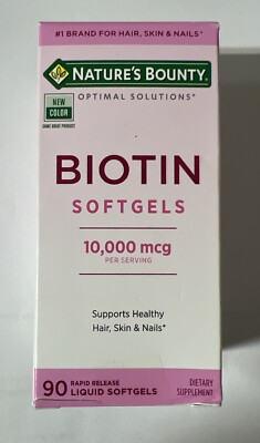 Nature's Bounty Optimal Solutions BIOTIN 10,000mcg 90 Rapid Release Liquid Softg