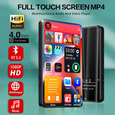 4inch MP4/MP3 Player Bluetooth Lossless Music FM Radio Recorder Built in 16GB US