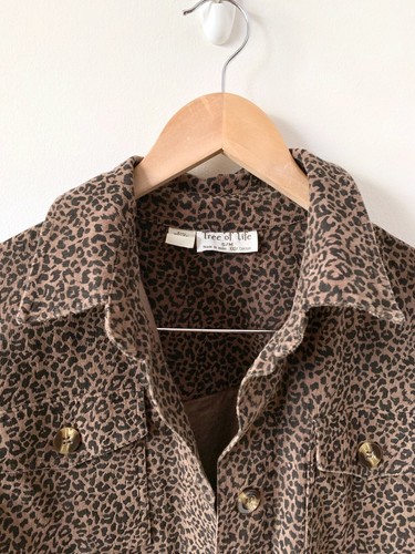 TREE OF LIFE leopard print cord boxy oversized jacket sz S/M | ex cond - Picture 4 of 9