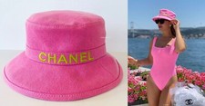 21P CHANEL PINK YELLOW DENIM  BUCKET CLOCHE H...
