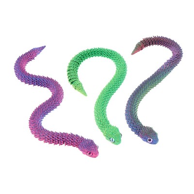 1PC 3D Printed Snake Simulation Snake Figurine Flexible Joints Office Desk Toy